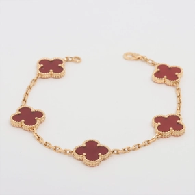 Van Cleef & Arpels Vintage Alhambra 5 Motifs Carnelian Bracelet hand-chain-bracelet  