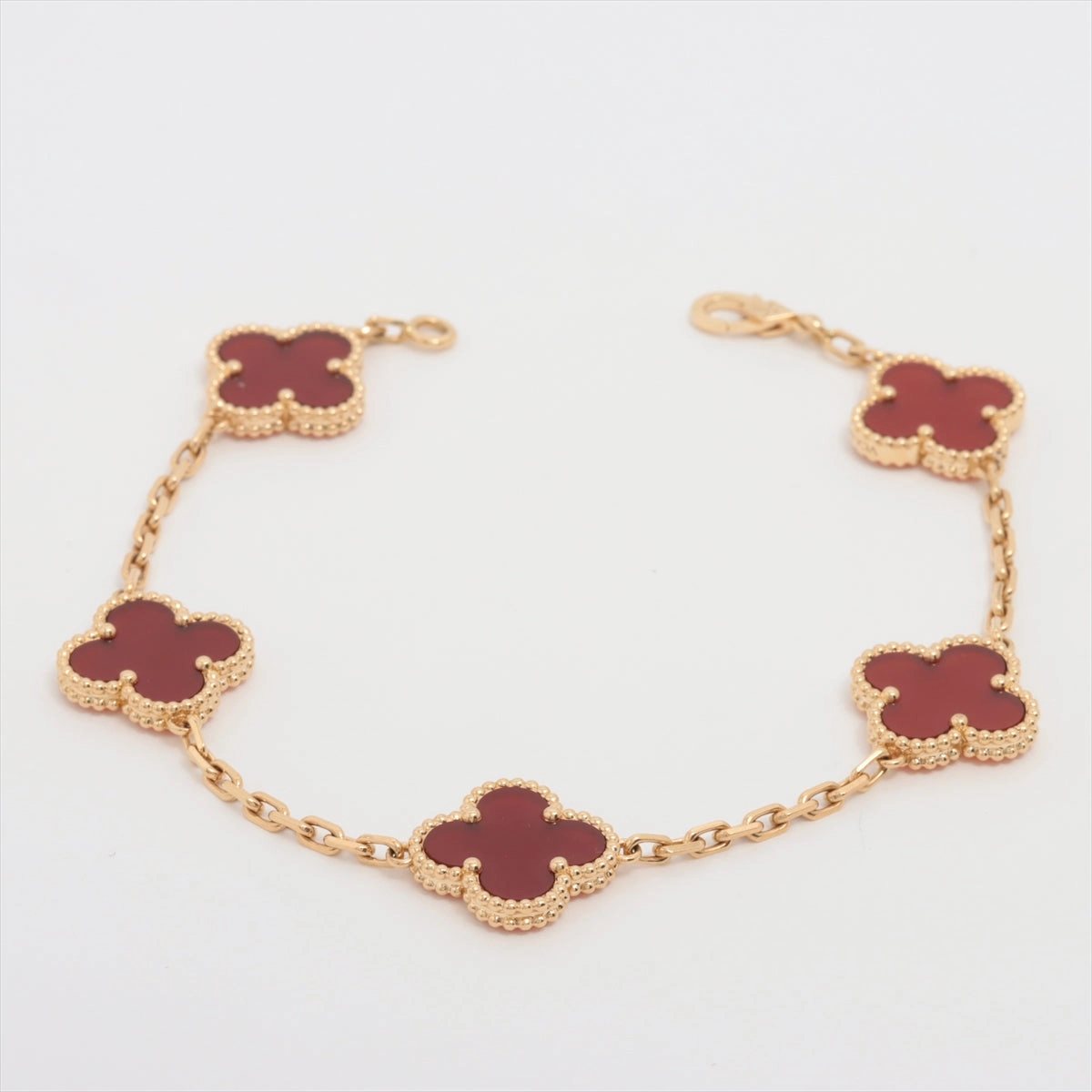 Van Cleef & Arpels Vintage Alhambra 5 Motifs Carnelian Bracelet hand-chain-bracelet  