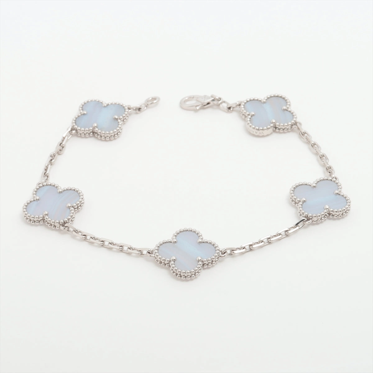 Van Cleef & Arpels Vintage Alhambra 5 Motifs Chalcedony Bracelet hand-chain-bracelet  