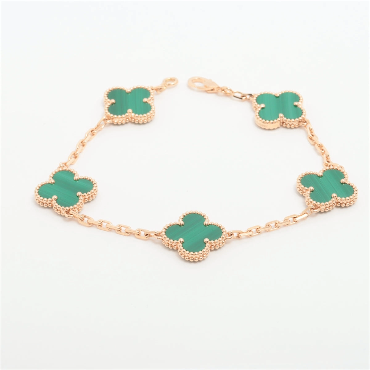 Van Cleef & Arpels Vintage Alhambra 5 Motifs Malachite Bracelet hand-chain-bracelet  
