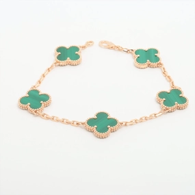 Van Cleef & Arpels Vintage Alhambra 5 Motifs Malachite Bracelet hand-chain-bracelet  