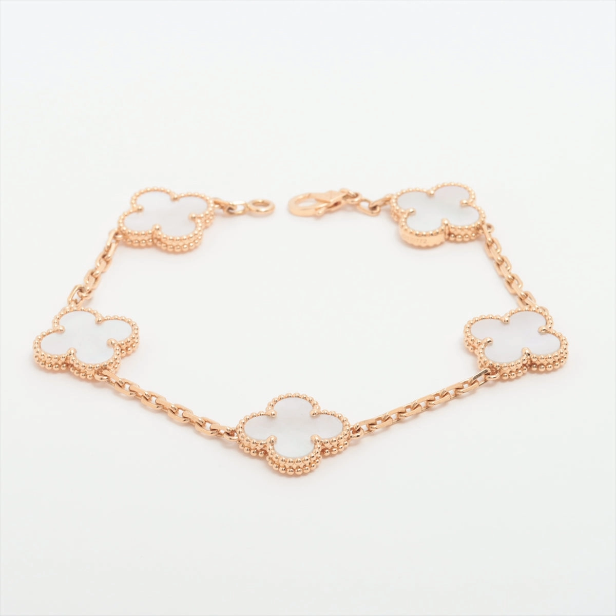 Van Cleef & Arpels Vintage Alhambra 5 Motifs Mother of Pearl MOP Bracelet hand-chain-bracelet  