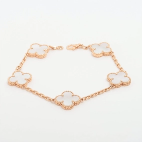 Van Cleef & Arpels Vintage Alhambra 5 Motifs Mother of Pearl MOP Bracelet hand-chain-bracelet  
