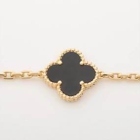 Van Cleef & Arpels Vintage Alhambra 5 Motifs Onyx Bracelet hand-chain-bracelet  