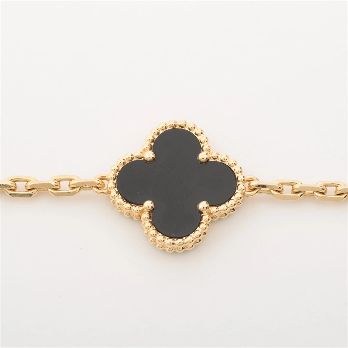 Van Cleef & Arpels Vintage Alhambra 5 Motifs Onyx Bracelet hand-chain-bracelet  