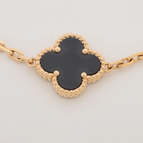 Van Cleef & Arpels Vintage Alhambra 5 Motifs Onyx Bracelet hand-chain-bracelet  