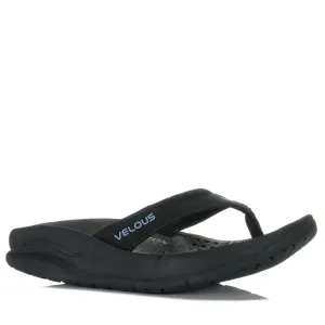 Velous Flip-Flop in Meeresblick-Optik Schwarz/Hellblau