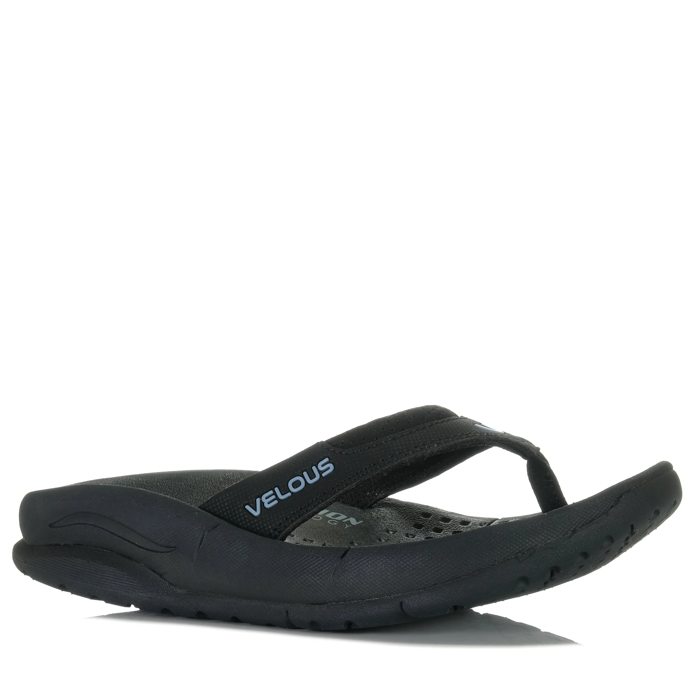 Velous Flip-Flop in Meeresblick-Optik Schwarz/Hellblau
