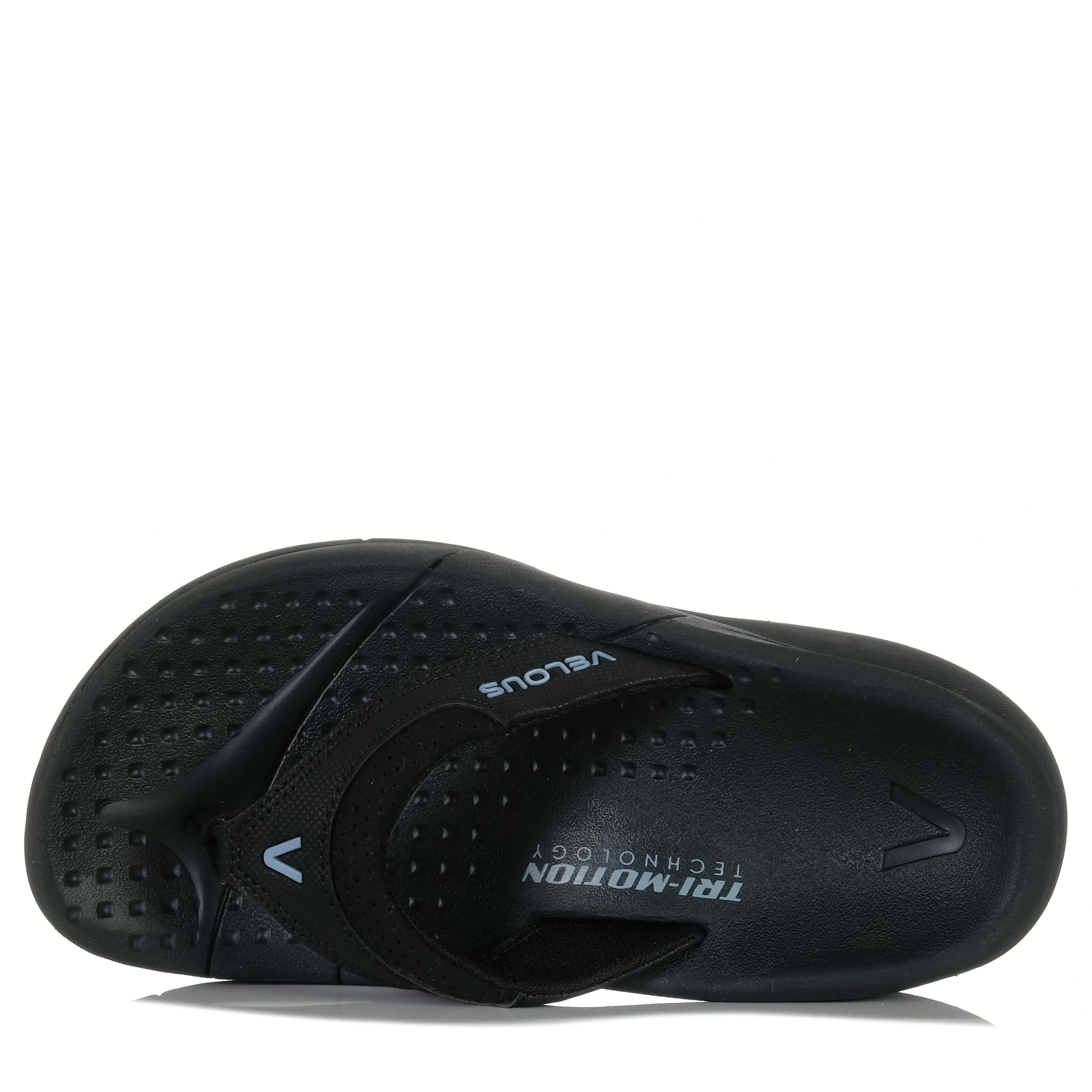 Velous Flip-Flop in Meeresblick-Optik Schwarz/Hellblau