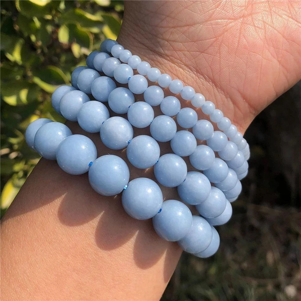 Versatile Blue Anhydrite Single Circle Crystal Bracelet