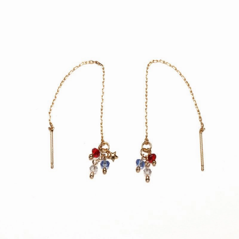 Versatile Sterling Silver Set Color Tassel Zircon Ear Wire Women