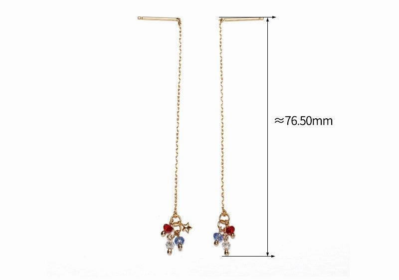 Versatile Sterling Silver Set Color Tassel Zircon Ear Wire Women