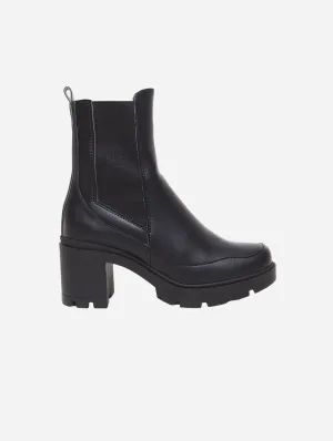Vicky Vegan Leder Stiefel mit Absatz | Schwarz