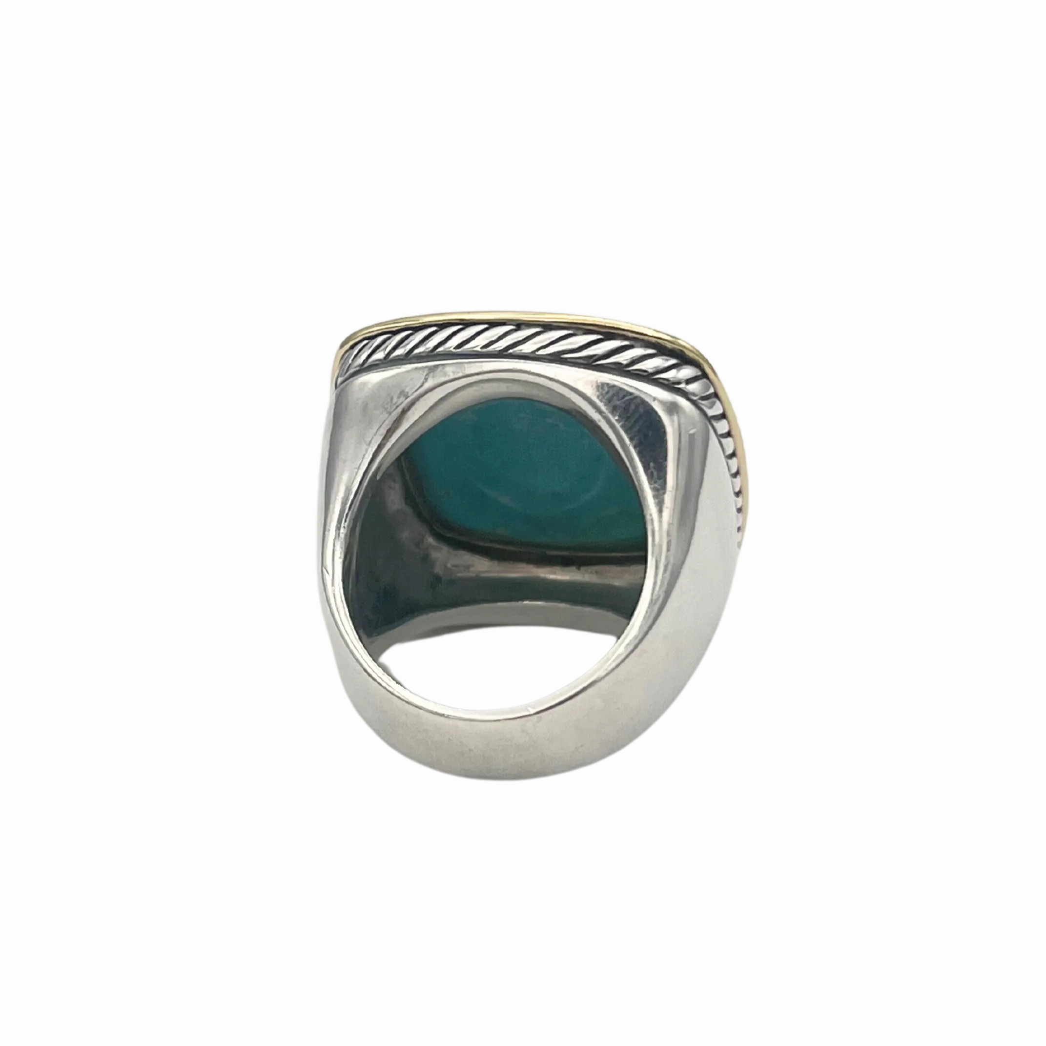 Vintage David Yurman Albion Cushion Cabochon Cut Turquoise ring 18k and Silver