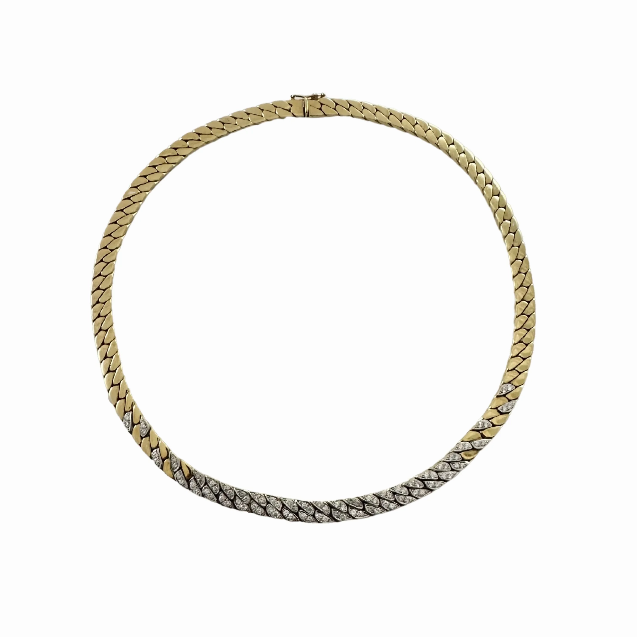 Vintage Diamond 14k Gold Curb Link Necklace