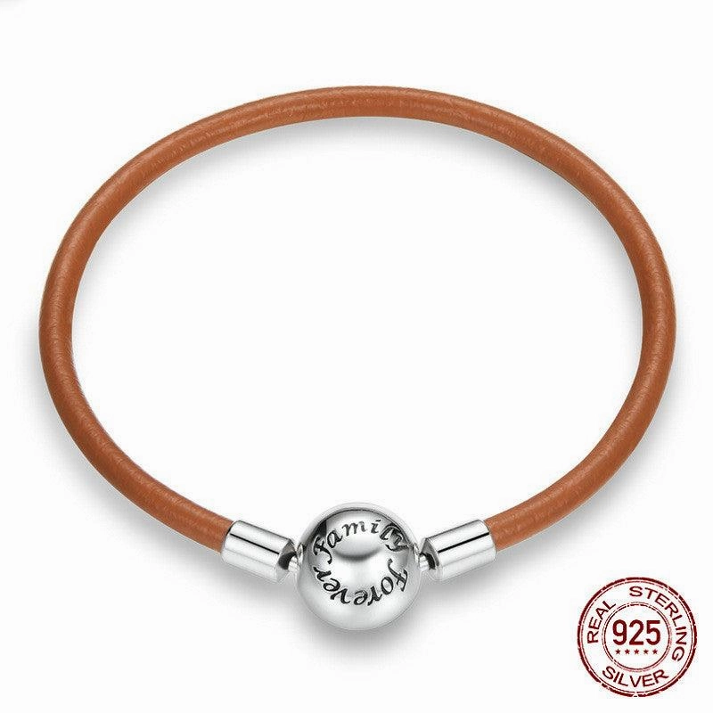 Vintage Leather Bracelet Basic Chain French Style