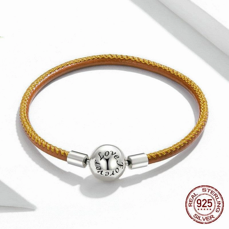 Vintage Leather Bracelet Basic Chain French Style