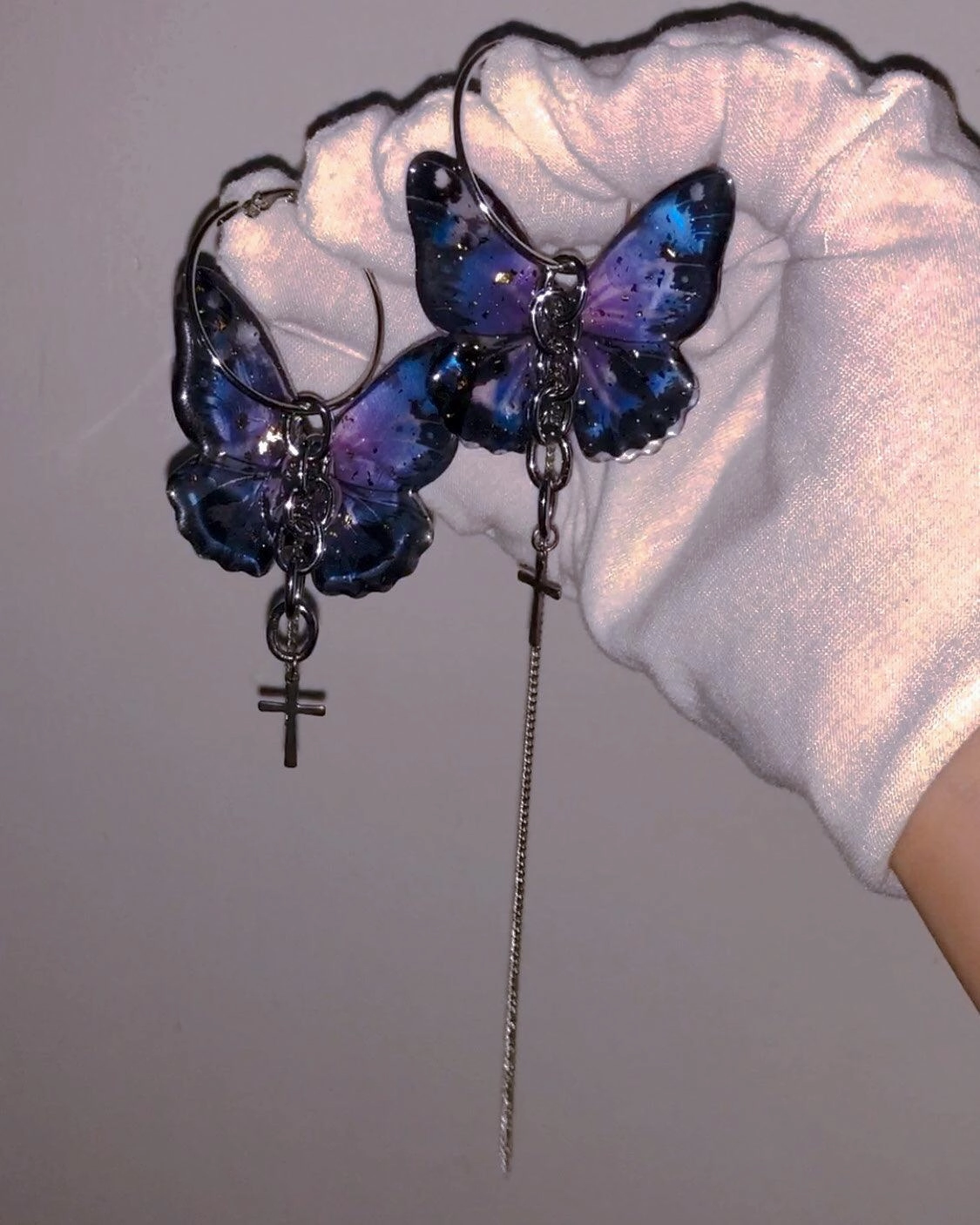 Vintage Punk Chain Bar Butterfly Earrings
