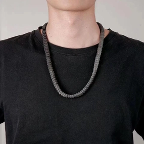 Vintage Stainless Steel Black Snake Necklace 