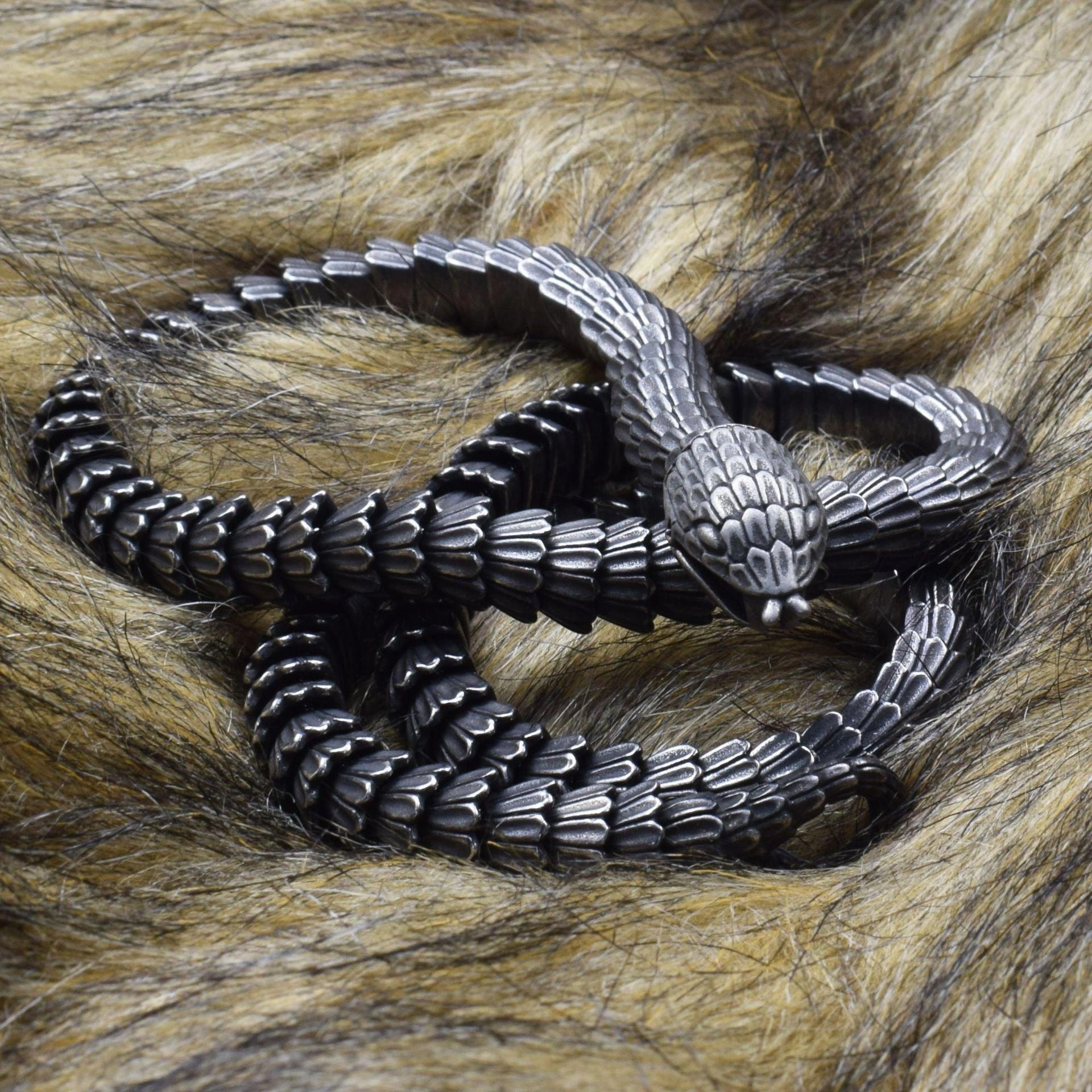 Vintage Stainless Steel Black Snake Necklace