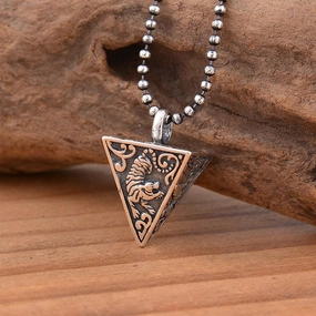 Vintage Thai Silver Pyramid Necklace For Men And Women 