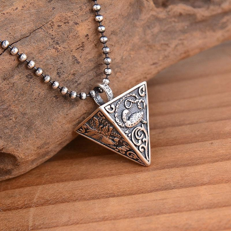 Vintage Thai Silver Pyramid Necklace For Men And Women
