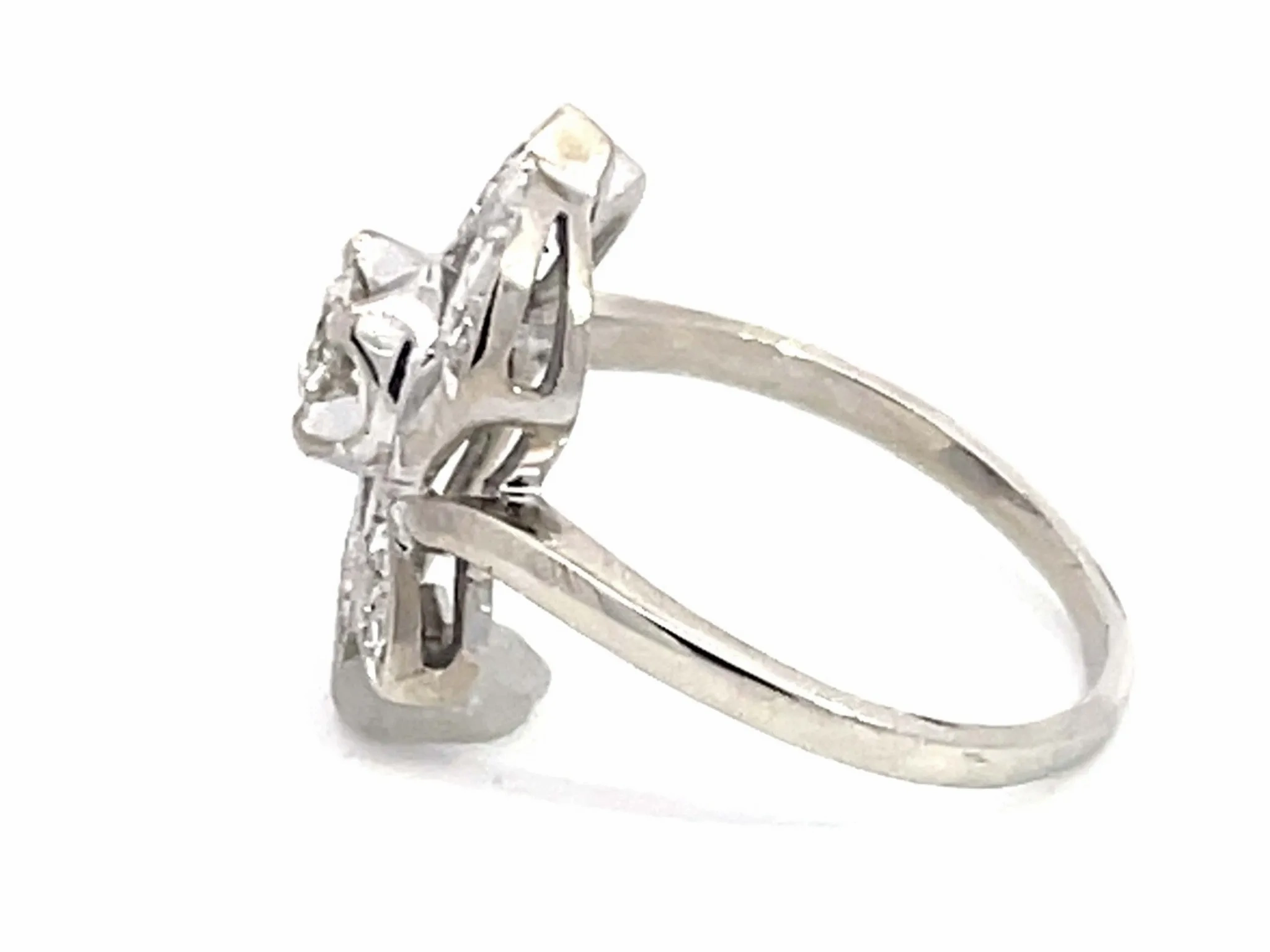 Vintage Transition Cut Diamond Ring in 14k White Gold