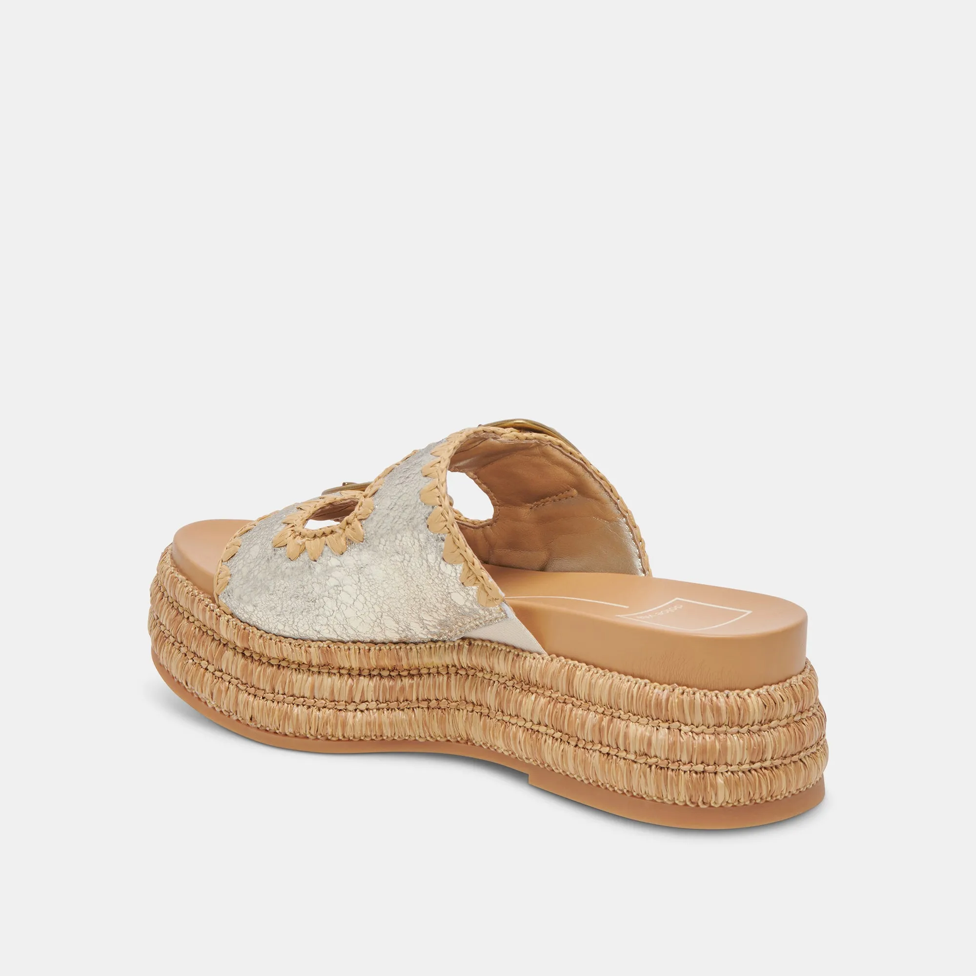 WANIKA SANDALETTEN PLATIN CRACKLED LEDER