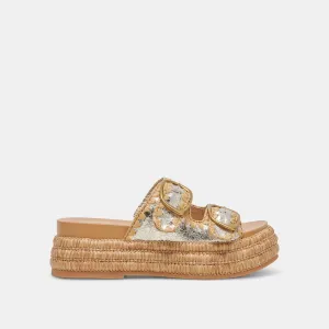 WANIKA SANDALETTEN PLATIN CRACKLED LEDER