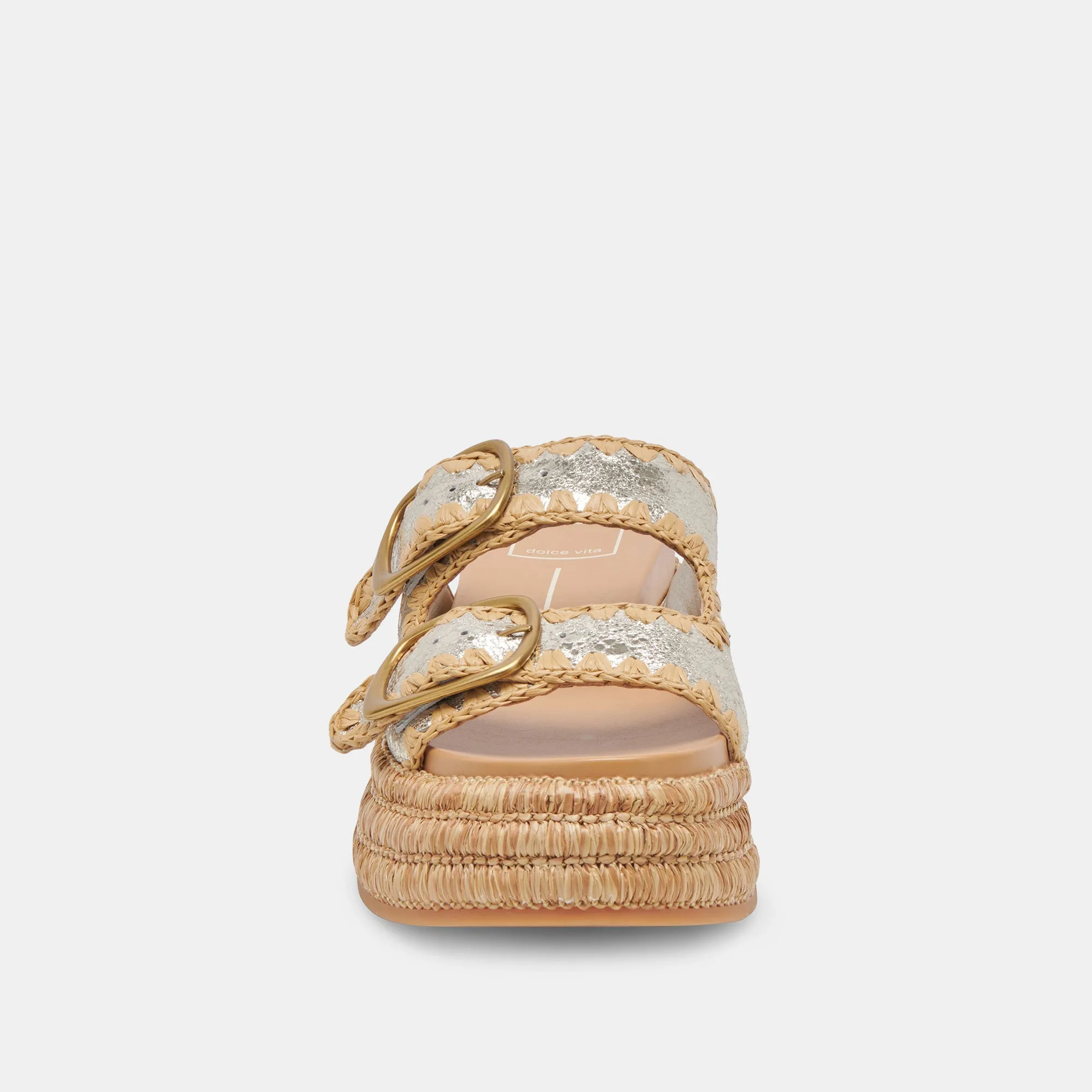 WANIKA SANDALETTEN PLATIN CRACKLED LEDER