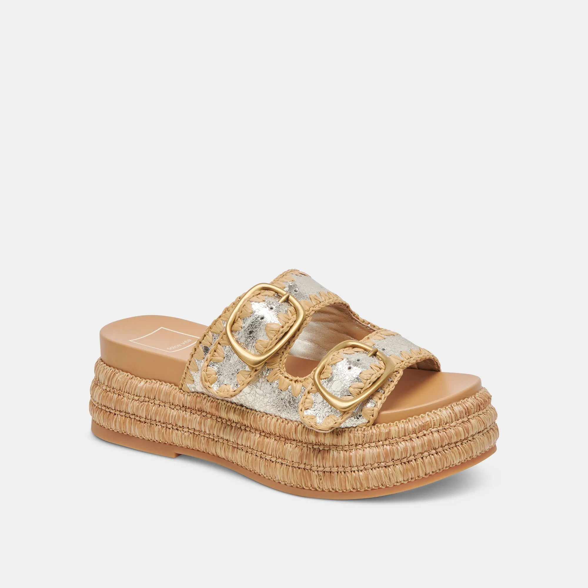 WANIKA SANDALETTEN PLATIN CRACKLED LEDER