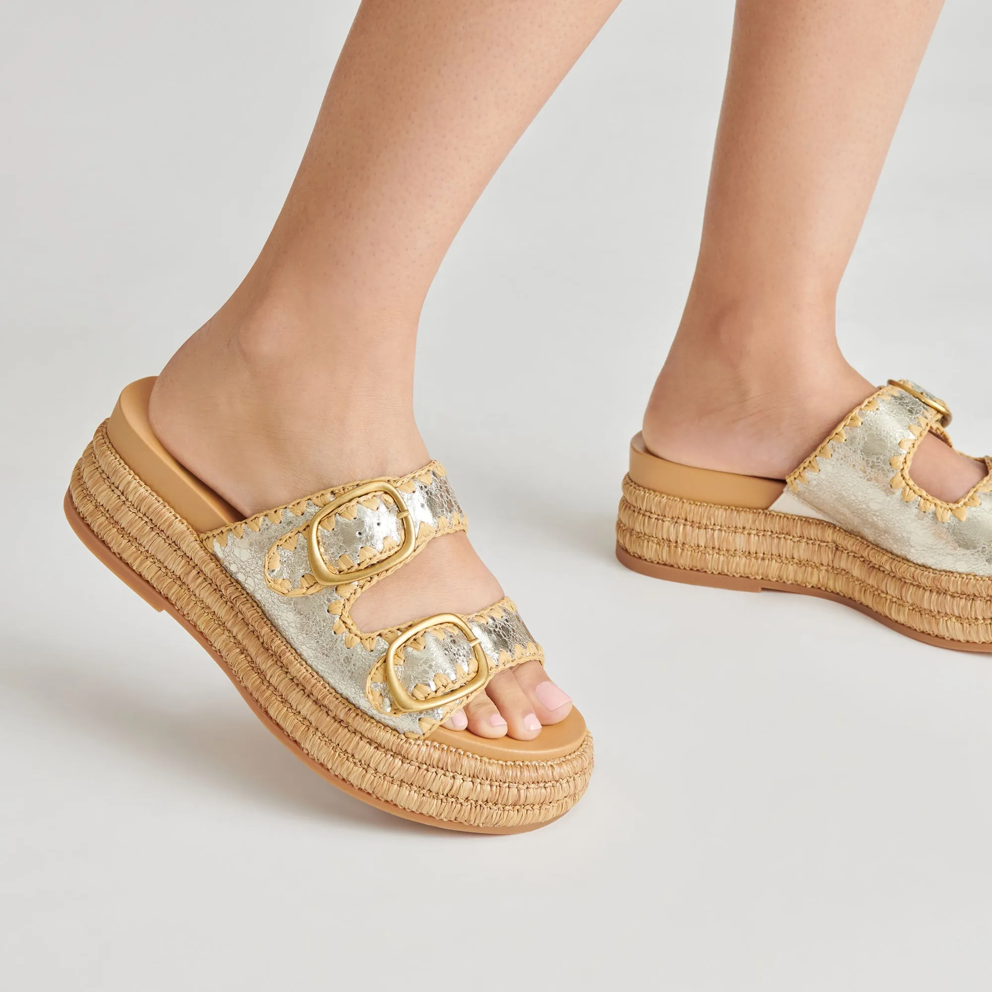 WANIKA SANDALETTEN PLATIN CRACKLED LEDER