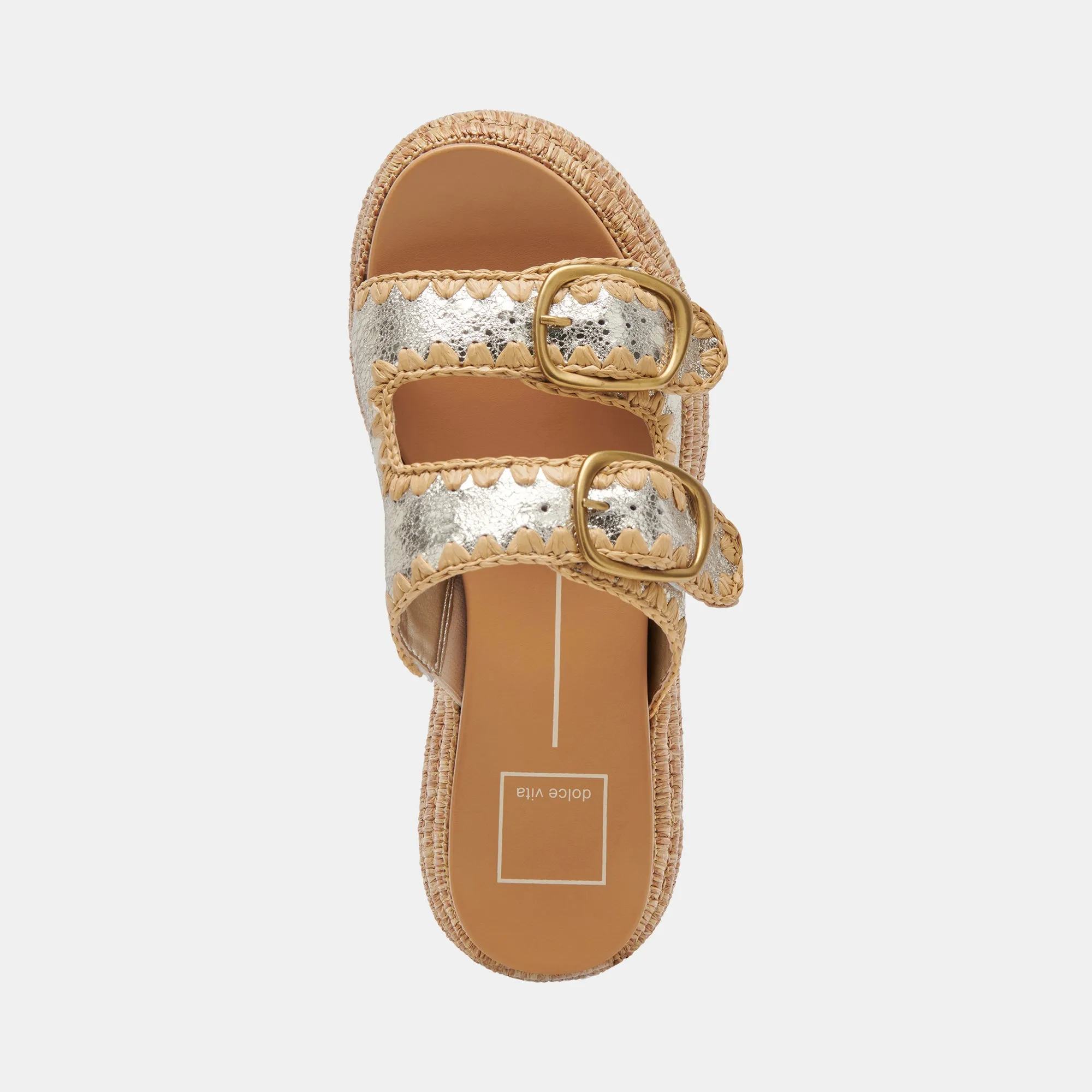 WANIKA SANDALETTEN PLATIN CRACKLED LEDER