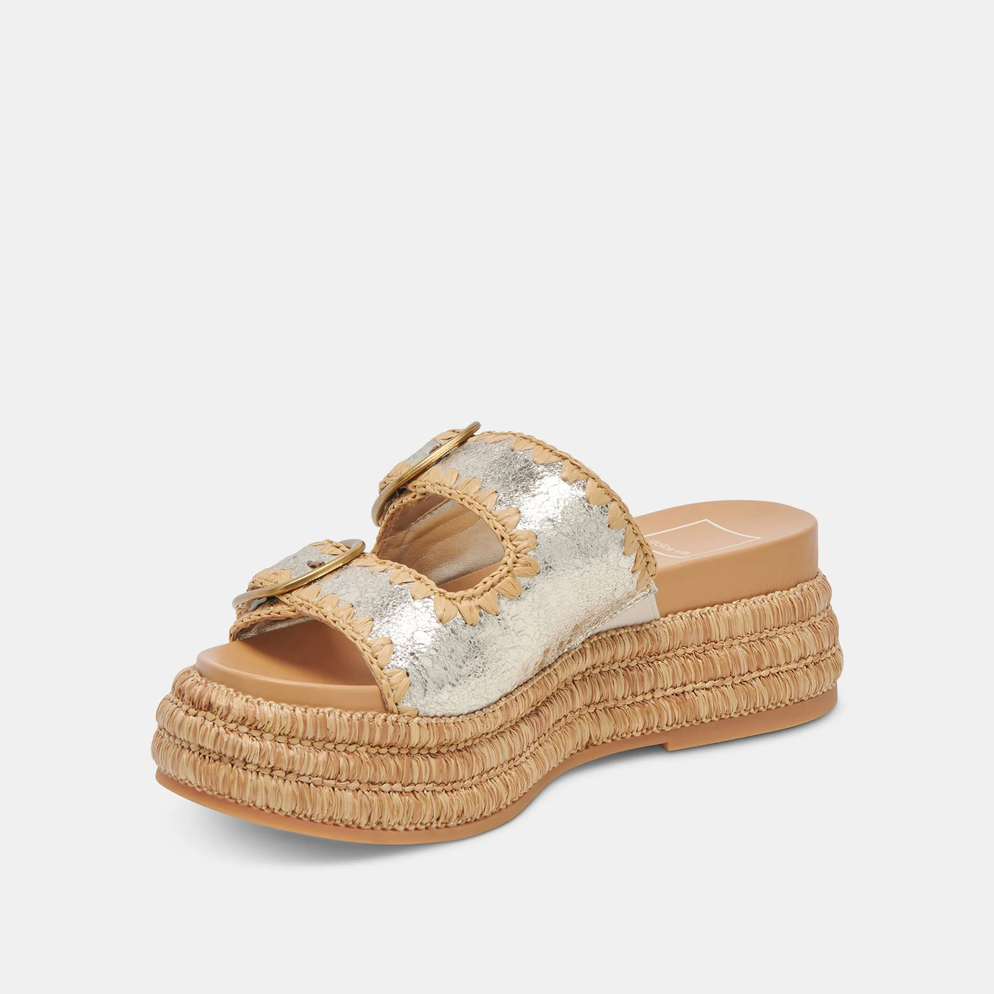 WANIKA SANDALETTEN PLATIN CRACKLED LEDER