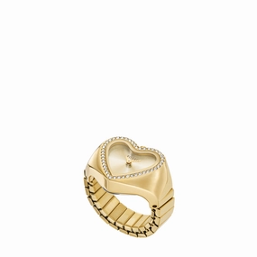 Watch Ring Two-Hand Gold-Tone Stainless Steel fashion-jewelry  