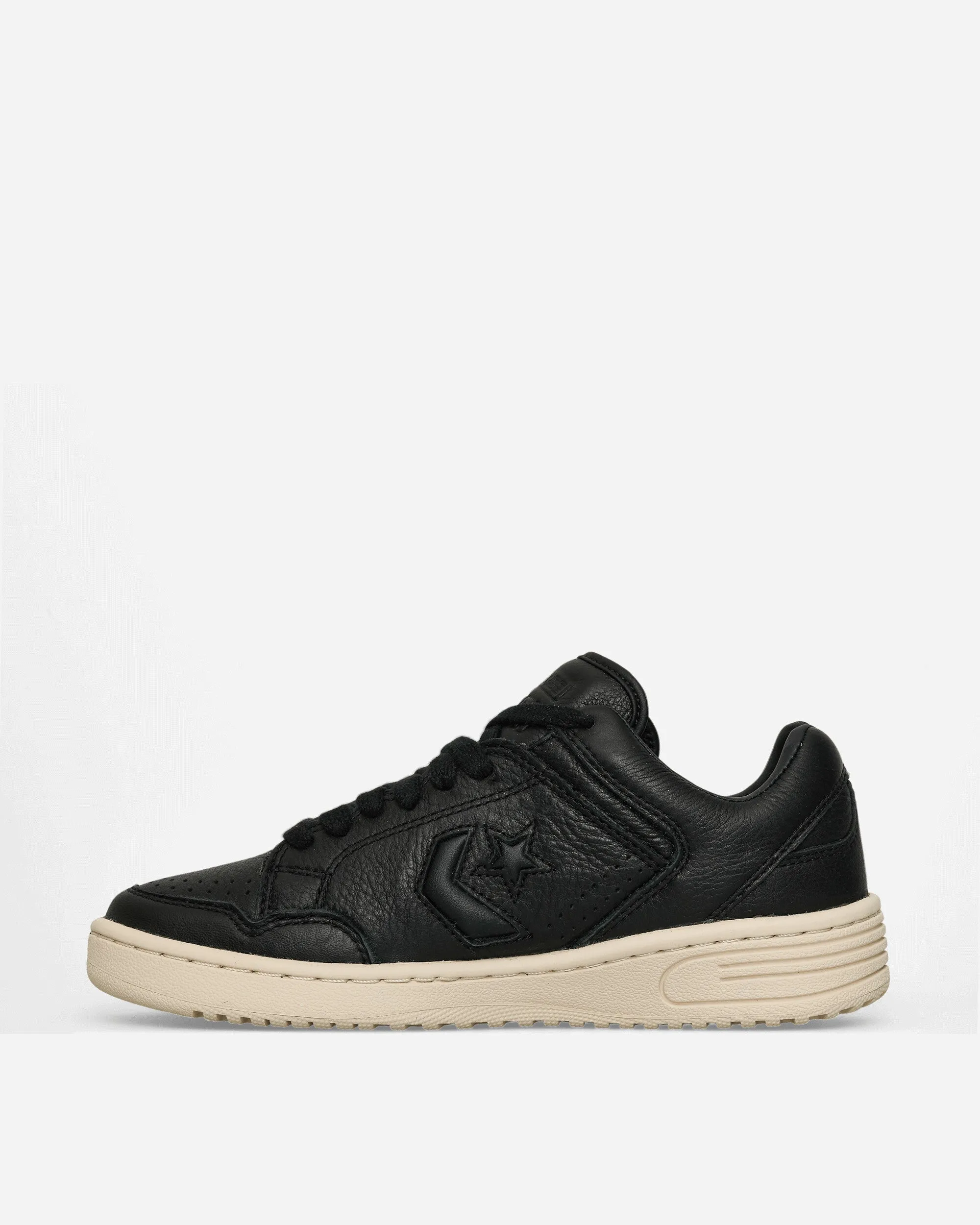 Weapon Leder-Sneakers Schwarz / Natur Elfenbein