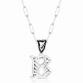 Western Initial B Necklace texture-rose-gold  