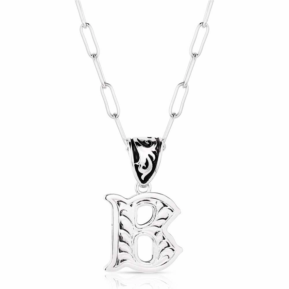 Western Initial B Necklace texture-rose-gold  
