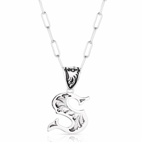 Western Initial S Necklace texture-rose-gold  