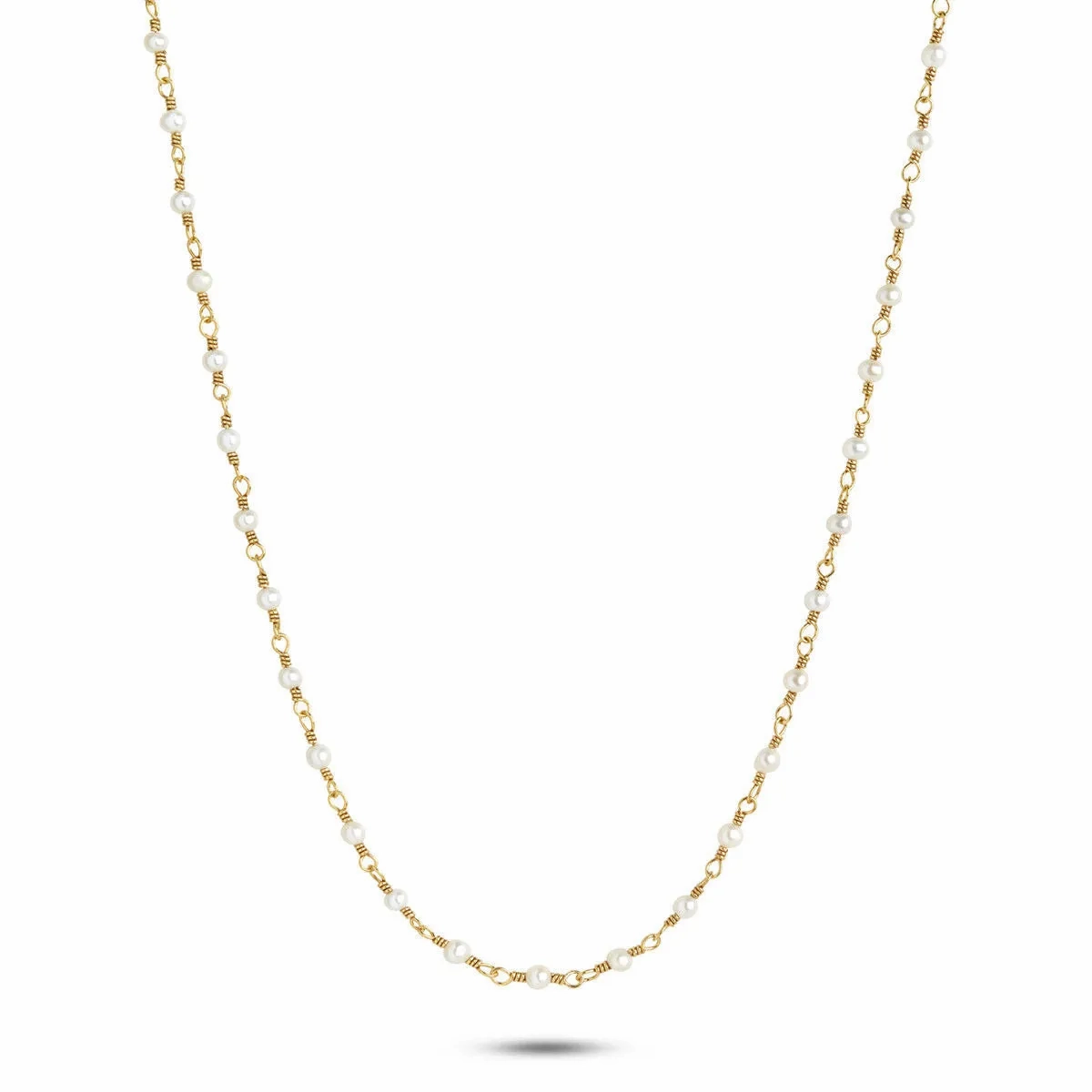White 18K Gold Plated Necklace w. Pearls