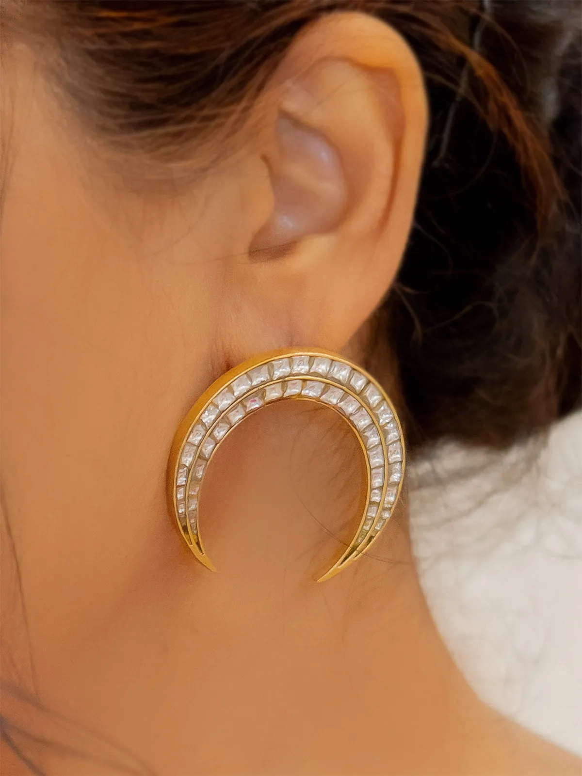 White Color Gold Plated Earrings - TK-EAR18