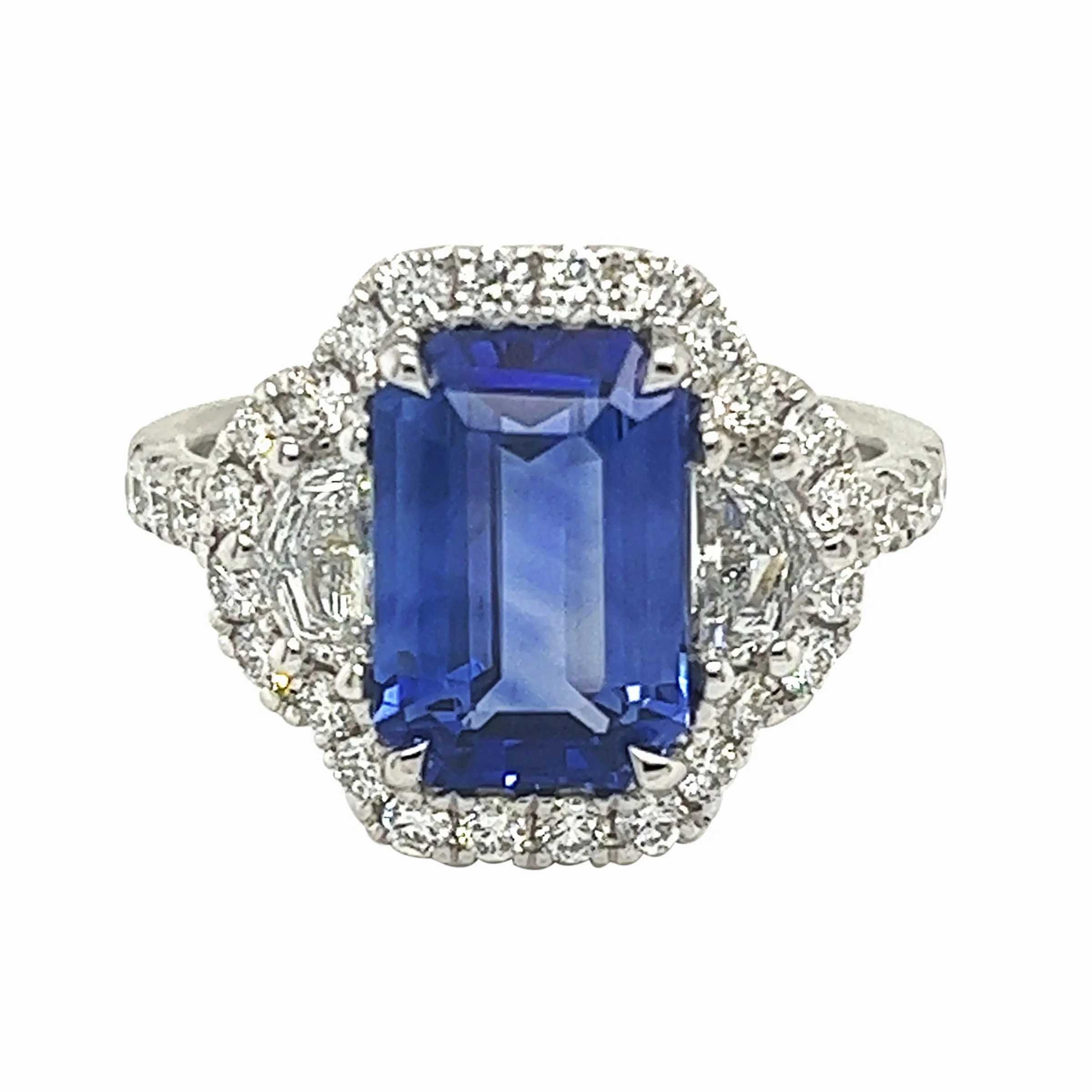 White Gold, 3.60ct Ceylon Sapphire and Diamond Ring