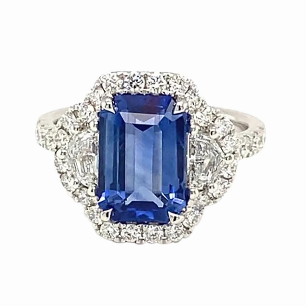 White Gold, 3.60ct Ceylon Sapphire and Diamond Ring