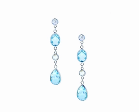White gold and topaz earrings hand-chain-bracelet  