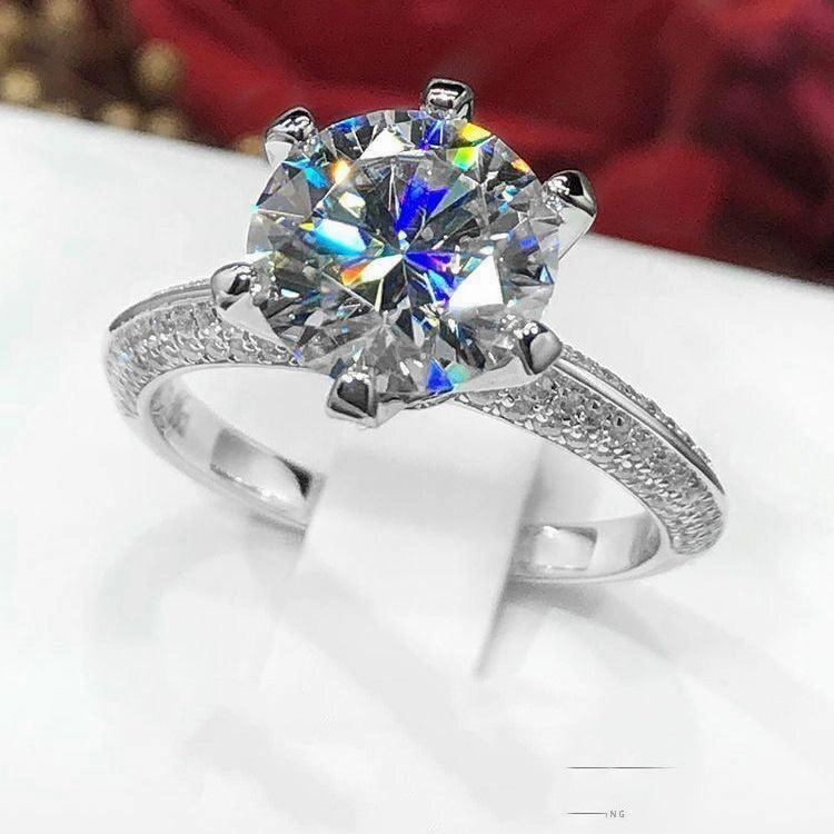 White Gold Female Moissanite Ring 