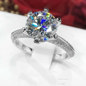White Gold Female Moissanite Ring 