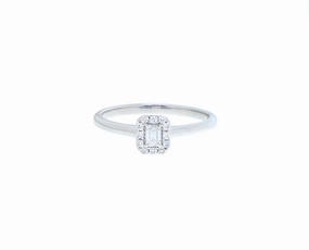 White gold ring with baguette and entourage hand-chain-bracelet  