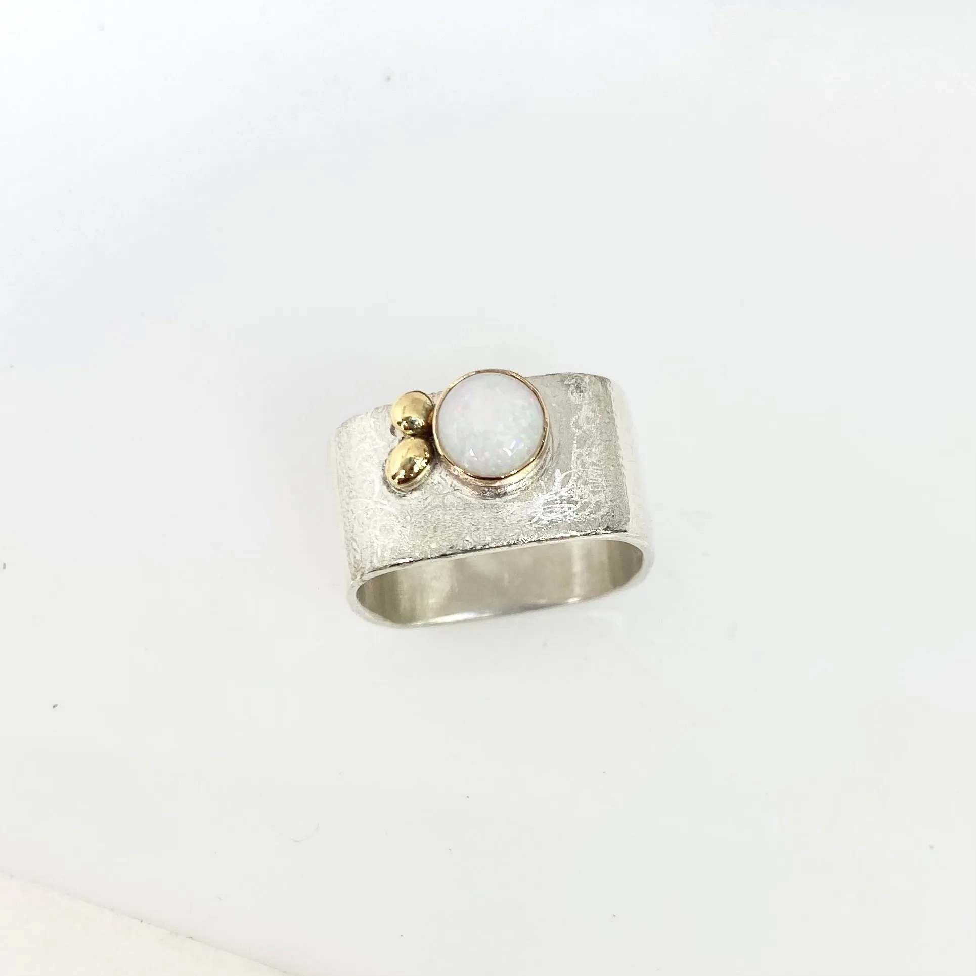 White Opal Bezel Ring Size 7.5