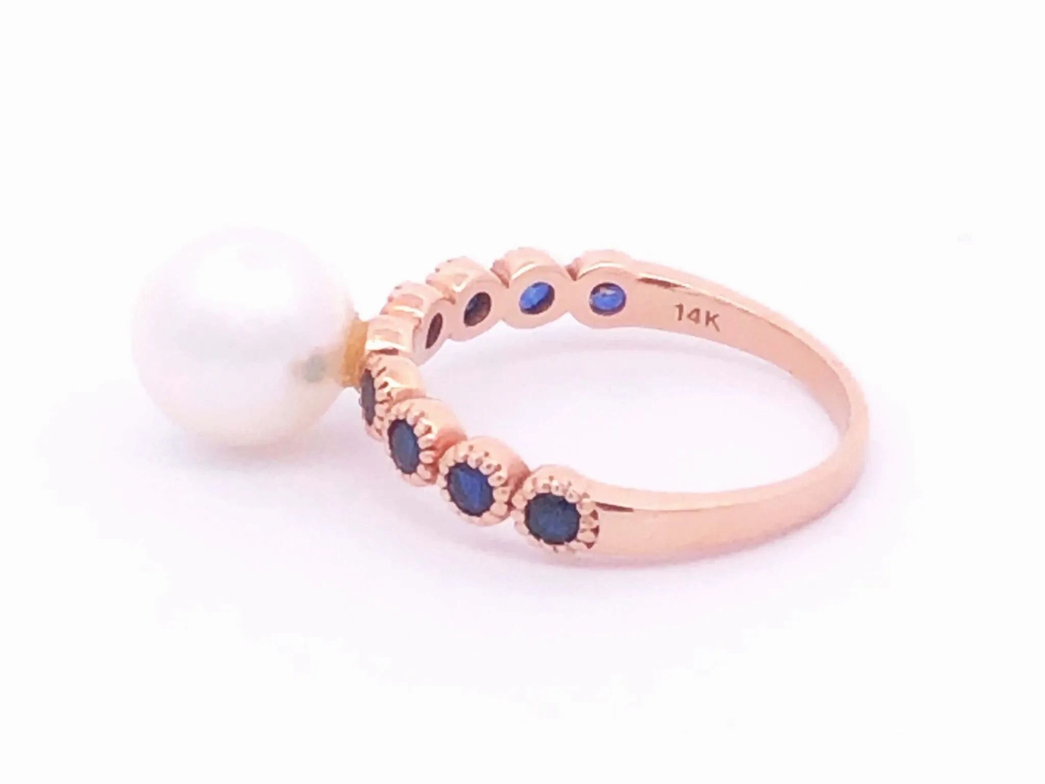 White Pearl Sapphire Ring in 14k Rose Gold