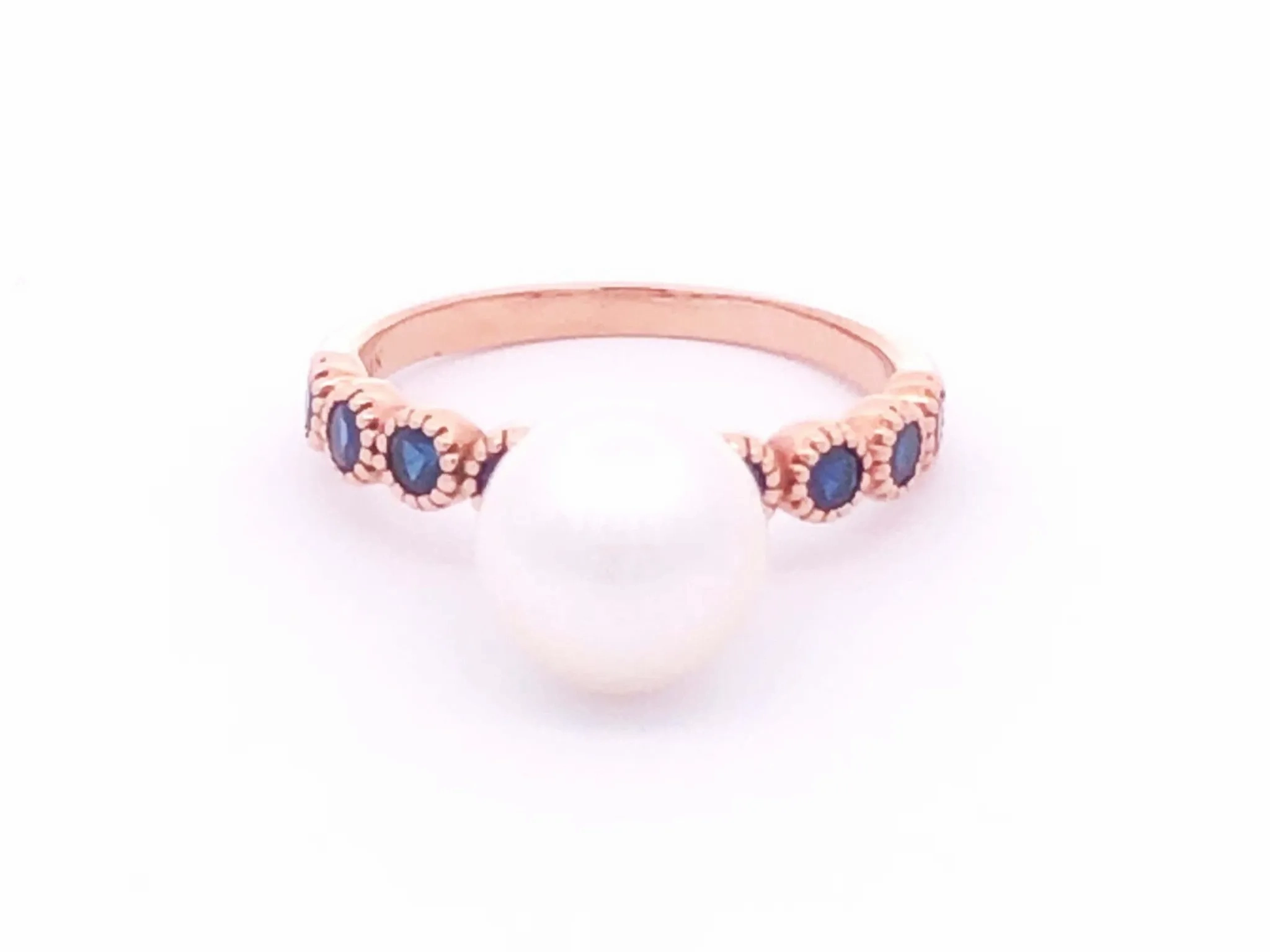 White Pearl Sapphire Ring in 14k Rose Gold